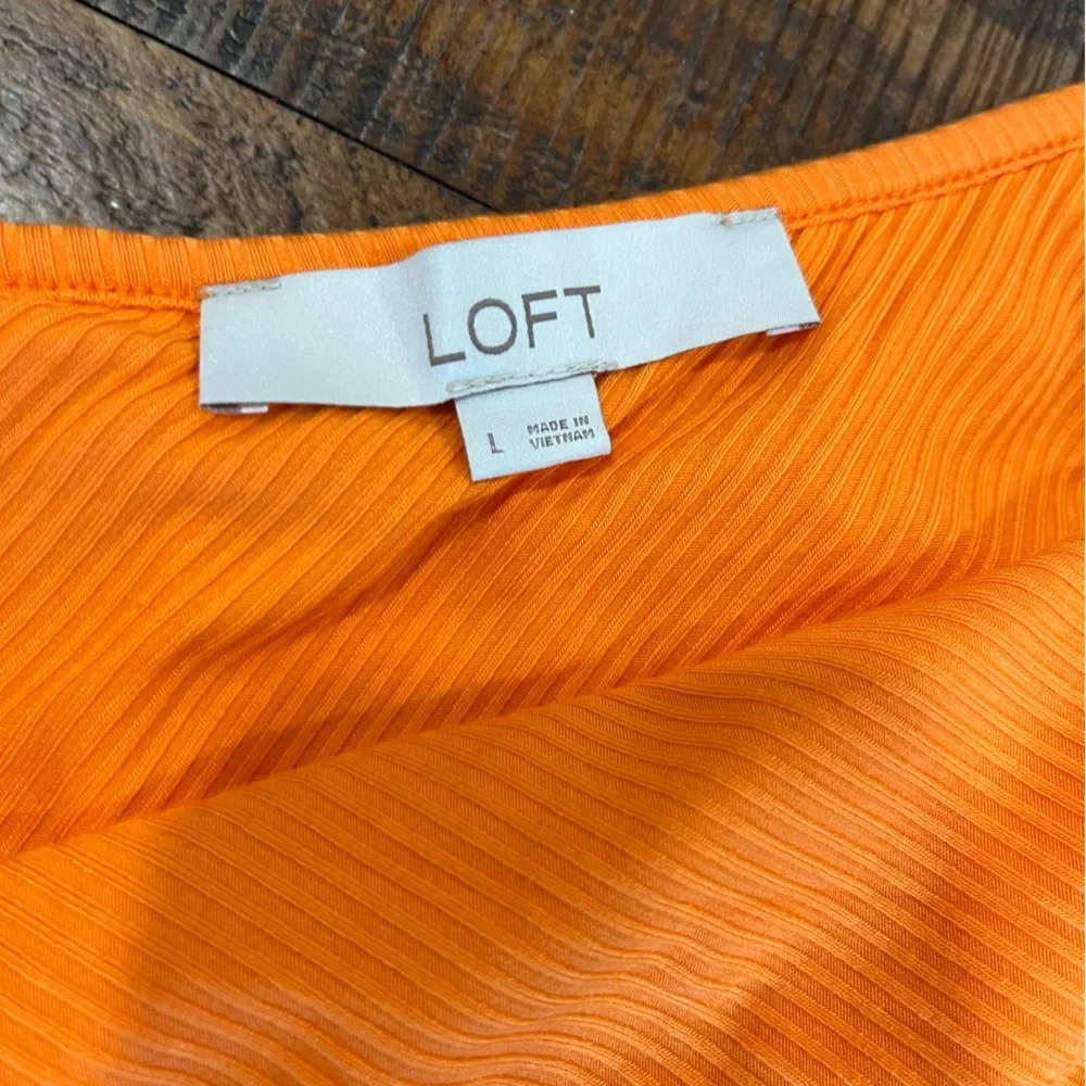 LOFT Vibrant Orange One-Shoulder Ruffle Tank - Picture 2 of 2